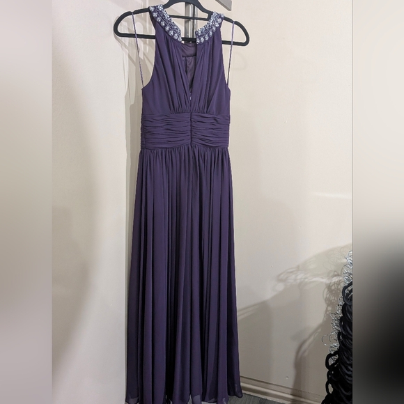 Elegant Purple Chiffon Dress - Picture 2 of 5